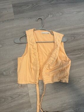 Abercrombie & Fitch Peach Ruffle Tie-Front Cropped Top